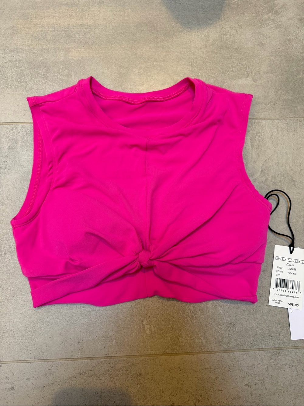 Robin Piccone Fuchsia Knot-Front Swim Crop